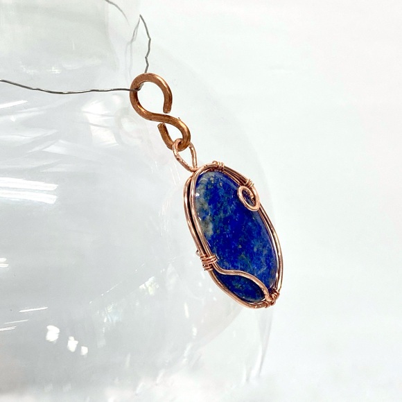 HANDMADE Lapis Lazuli Hand Wrapped Bare Copper, Jewelry Gift Her Woman Girl - Picture 6 of 10